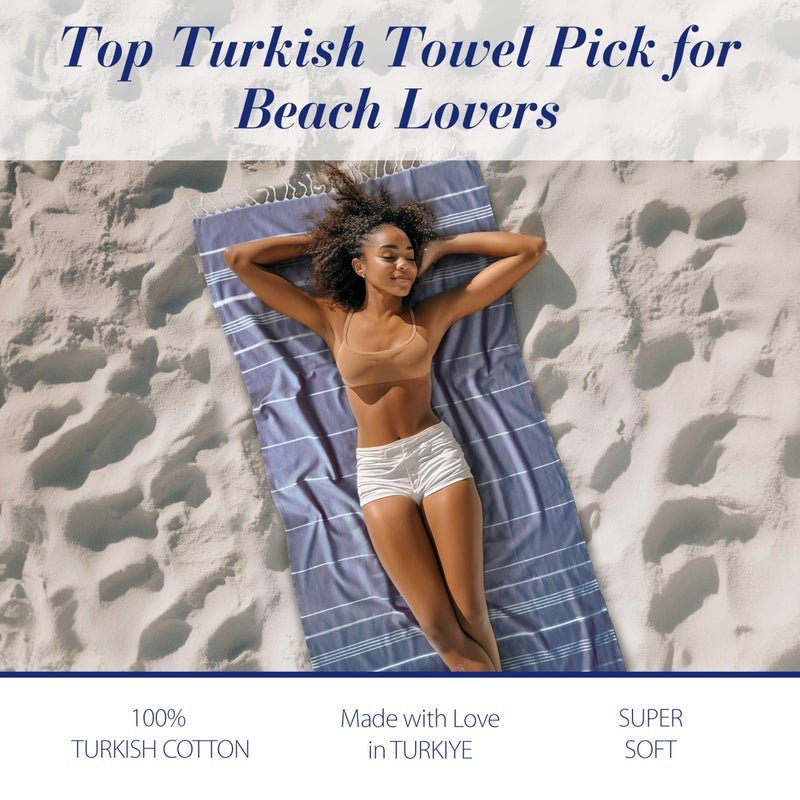 Cacala Lightweight and Thin Turkish Beach Towel 100% Cotton Sand-Free and Quick-Drying Goodness Perfect as an Extra Large Travel Towel, Beach Accessory, or Gift for Beach Lovers, 37 x 70 - Image 3